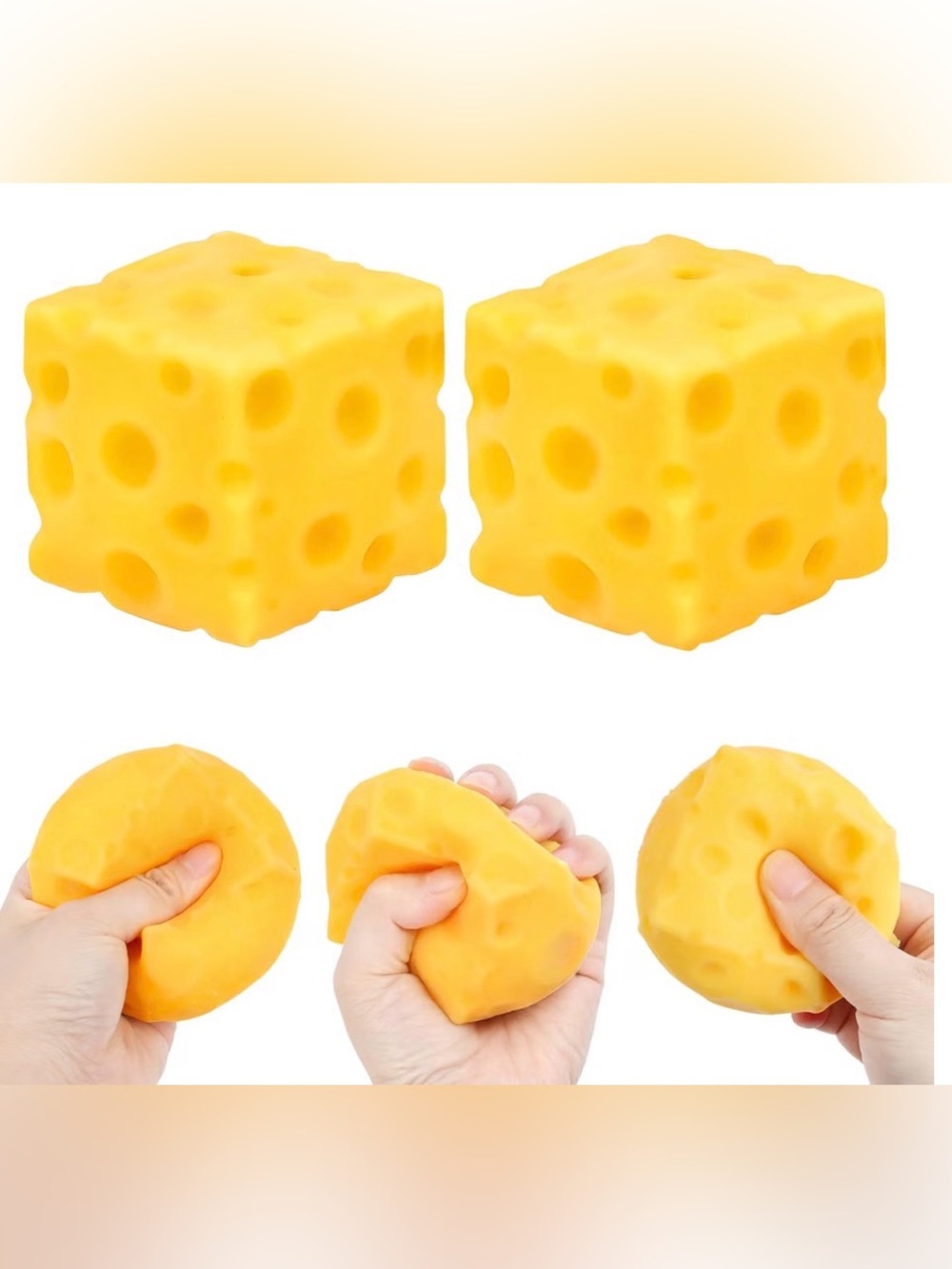 030 2pcs Cheese Squeeze Yellow Toy, 2.36 inch Slow Rebound Sensory Focus Fidget - Picture 11 of 11